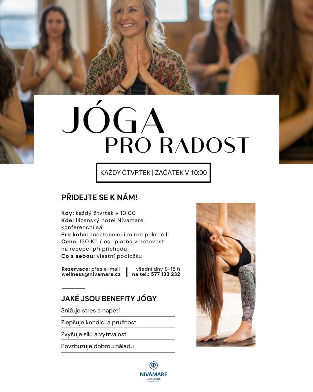 Jóga pro širokou veřejnost v NIVAMARE